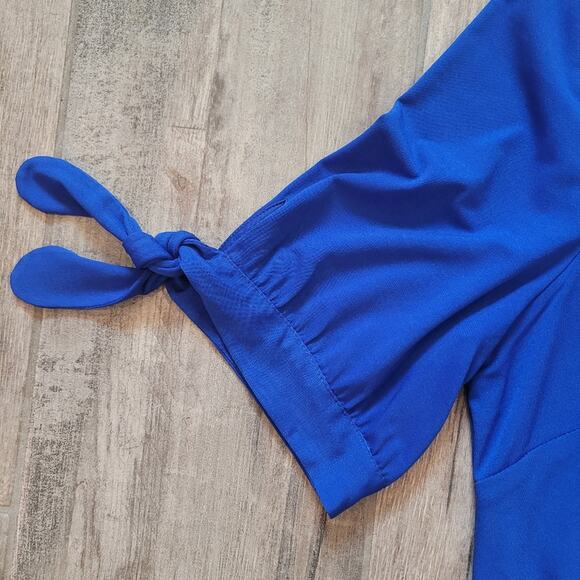 Eliza J Blue Sheath Dress with Cuffed Short Sleeves - Picture 6 of 11